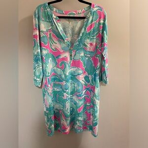 Lilly Pulitzer Elsa Dress Xl Blue Pink Green